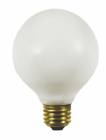 60G25W/SS 60W G25 Shatter-Resistant White Globe Light Bulb – E26 Base – 130V