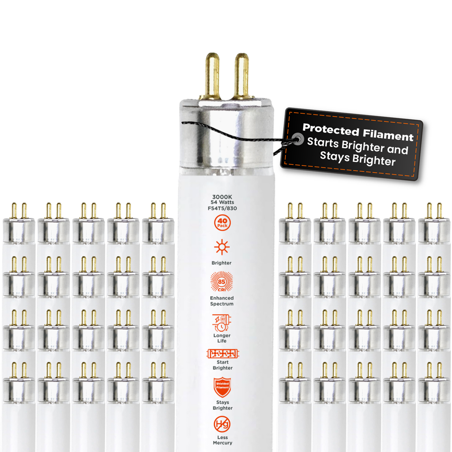 F54T5/830 - 54 Watt 46 Inch T8 Fluorescent Light Bulb - 3000K Warm White - 4950 Lumens - 36,000 Hours