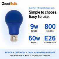 Blue 60W Equal colored LED light bulb, A19, E26, 60W equivalent, law enforcement cause bulb