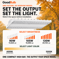 Linear High Bay 90/105/130W Selectable commercial LED fixture, selectable wattage and CCT, 120-277V, DLC 5.1 Premium, utility rebate eligible