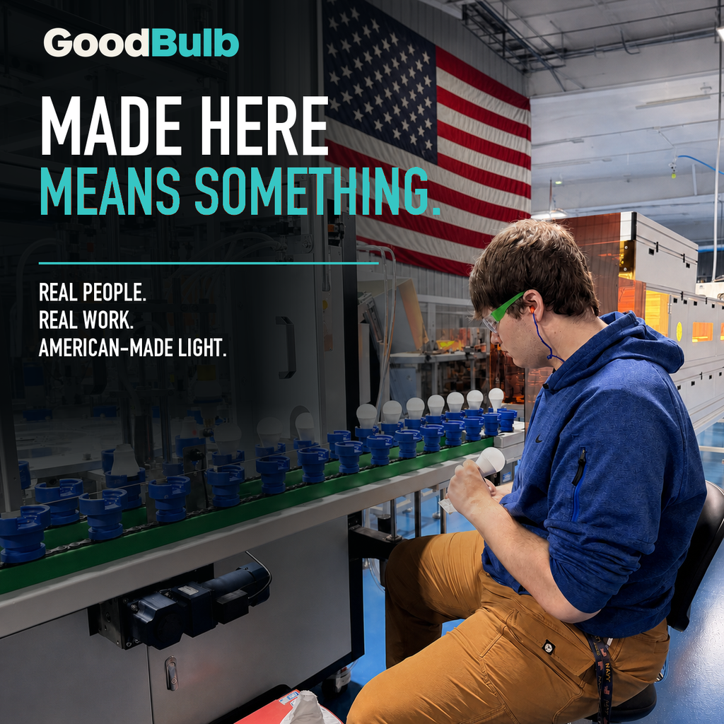 GoodBulb Cool White 4000K A19 LED bulb, made in USA, Fargo North Dakota