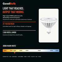 PAR38 3000K High Output LED PAR bulb, PAR38, 3000K Warm White, 90+ CRI, halogen replacement flood/spot