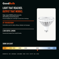 PAR38 5000K High Output LED PAR bulb, PAR38, 5000K Daylight, 90+ CRI, halogen replacement flood/spot