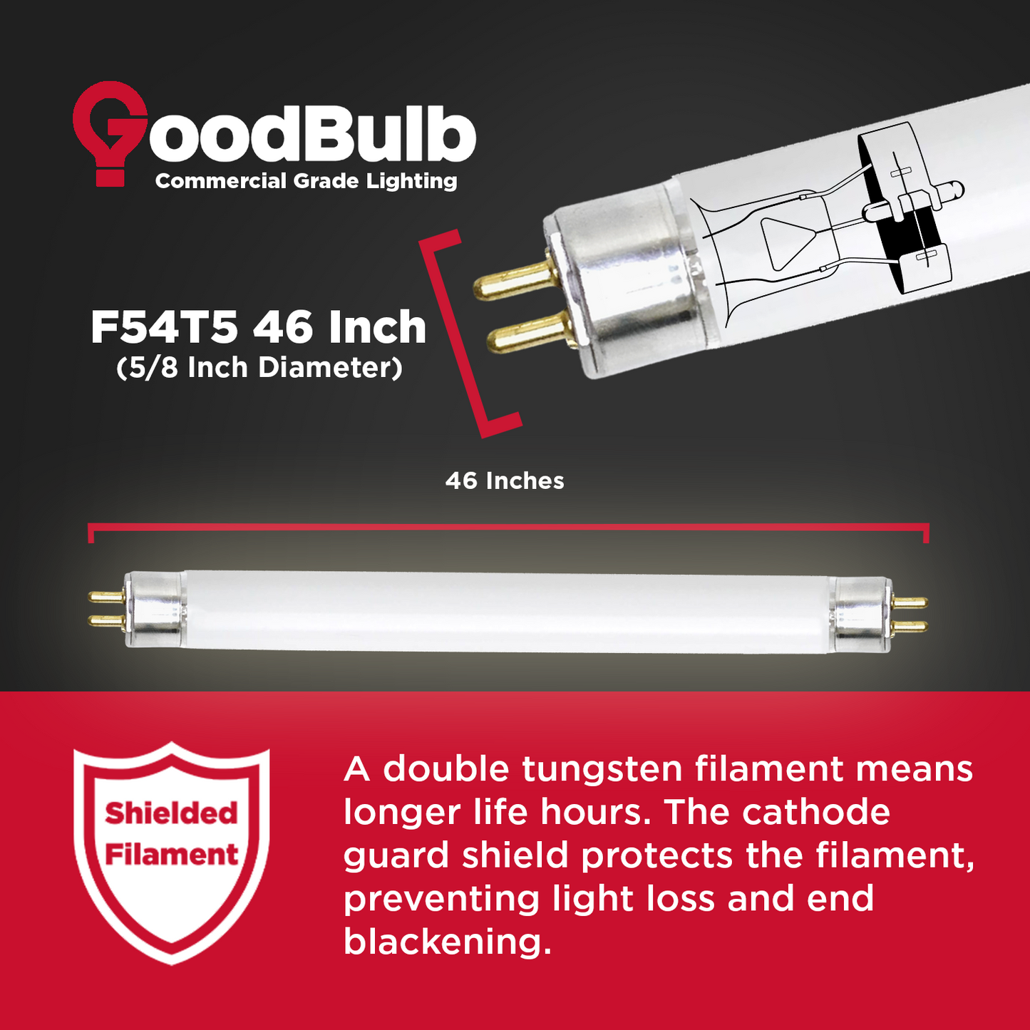 F54T5/835 - 54 Watt 46 Inch T8 Fluorescent Light Bulb - 3500K Neutral White - 4950 Lumens - 36,000 Hours