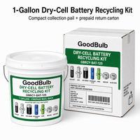 Dry-Cell Battery Kit 1.25-Gallon prepaid mail-back recycling kit, alkaline · nicad · nimh · li-ion, certificate of recycling