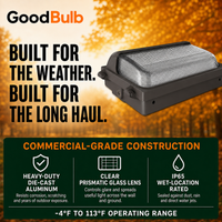 Traditional Wall Pack 60/90/100/120W Selectable commercial LED fixture, selectable wattage and CCT, 120-277V, DLC 5.1 Premium, utility rebate eligible