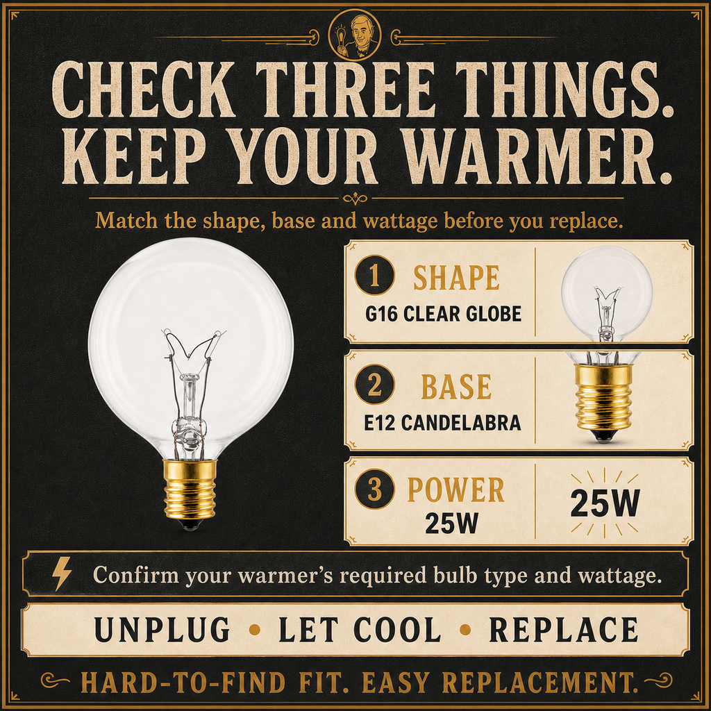 The Wax Warmer incandescent light bulb, 25W G16.5 E12, 100 CRI, dimmable