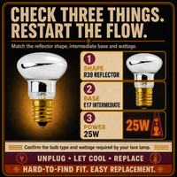Lava Lamp Bulb incandescent light bulb, 25W R39 E17, 100 CRI, dimmable