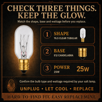 The Long Salt Lamp incandescent light bulb, 25W T6 E12, 100 CRI, dimmable