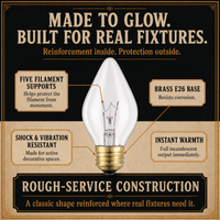 The E26 Chandelier incandescent light bulb, 60W C15 E26, 100 CRI, dimmable