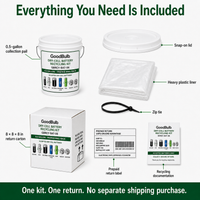 Dry-Cell Battery Kit 0.6-Gallon prepaid mail-back recycling kit, alkaline · nicad · nimh · li-ion, certificate of recycling