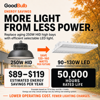 Linear High Bay 90/105/130W Selectable commercial LED fixture, selectable wattage and CCT, 120-277V, DLC 5.1 Premium, utility rebate eligible