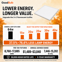 2x2 LED Panel, 5 Wattages, 5 CCT commercial LED fixture, selectable wattage and CCT, 120-277V, DLC 5.1 Premium, utility rebate eligible