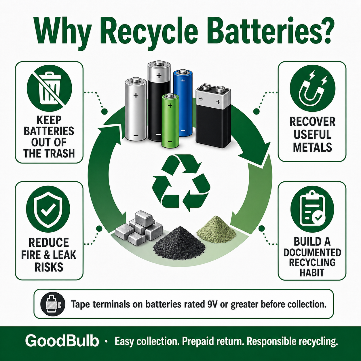 Dry-Cell Battery Kit 3.5-Gallon prepaid mail-back recycling kit, alkaline · nicad · nimh · li-ion, certificate of recycling