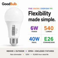 5-Color Select 60W Equal colored LED light bulb, A19, E26, 60W equivalent, blue cause bulb