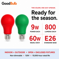 Red & Green 60W Equal colored LED light bulb, A19, E26, 60W equivalent, christmas cause bulb