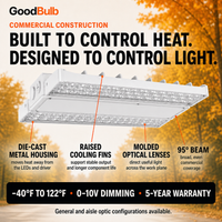 Linear High Bay 90/105/130W Selectable commercial LED fixture, selectable wattage and CCT, 120-277V, DLC 5.1 Premium, utility rebate eligible