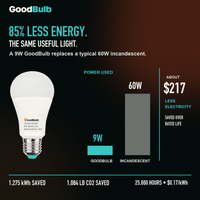 GoodBulb Cool White 4000K A19 LED bulb, made in USA, Fargo North Dakota