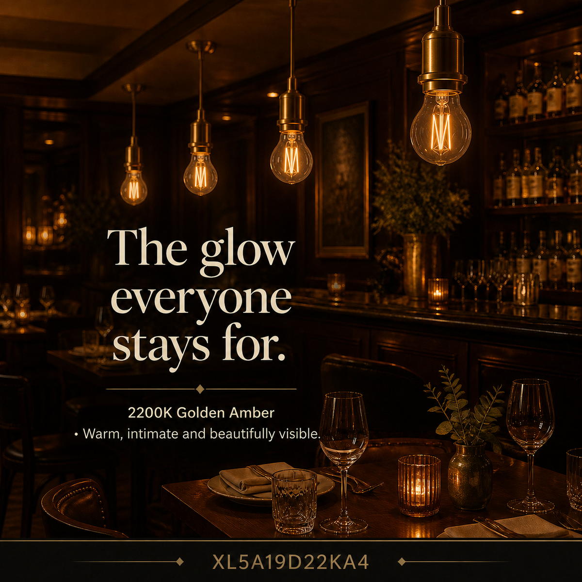 A19 Filament Nostalgic Amber LED filament bulb, amber glass, E26 Medium, dimmable vintage Edison style, 90 CRI