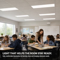 1x4 LED Panel, 5 Wattages, 5 CCT commercial LED fixture, selectable wattage and CCT, 120-277V, DLC 5.1 Premium, utility rebate eligible