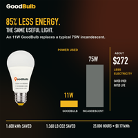 GoodBulb Warm White 3000K A19 LED bulb, made in USA, Fargo North Dakota