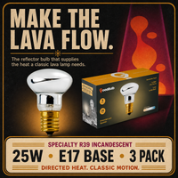 Lava Lamp Bulb incandescent light bulb, 25W R39 E17, 100 CRI, dimmable