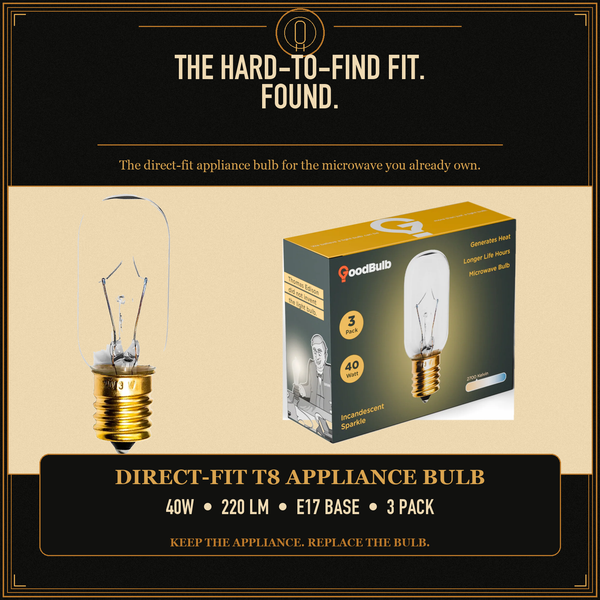 Microwave Light Bulb, 40W T8 E17 Appliance, Compact