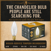 The E12 Chandelier incandescent light bulb, 60W B11 E12, 100 CRI, dimmable