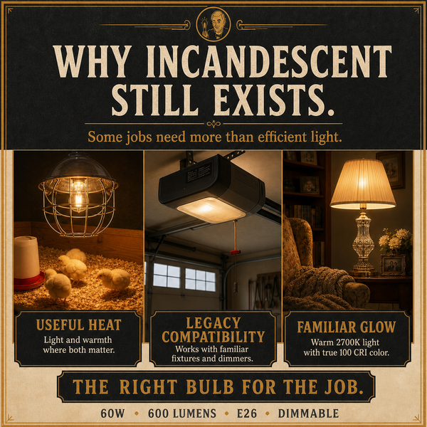 60-Watt Incandescent Light Bulb, Rough Service A19, Dimmable