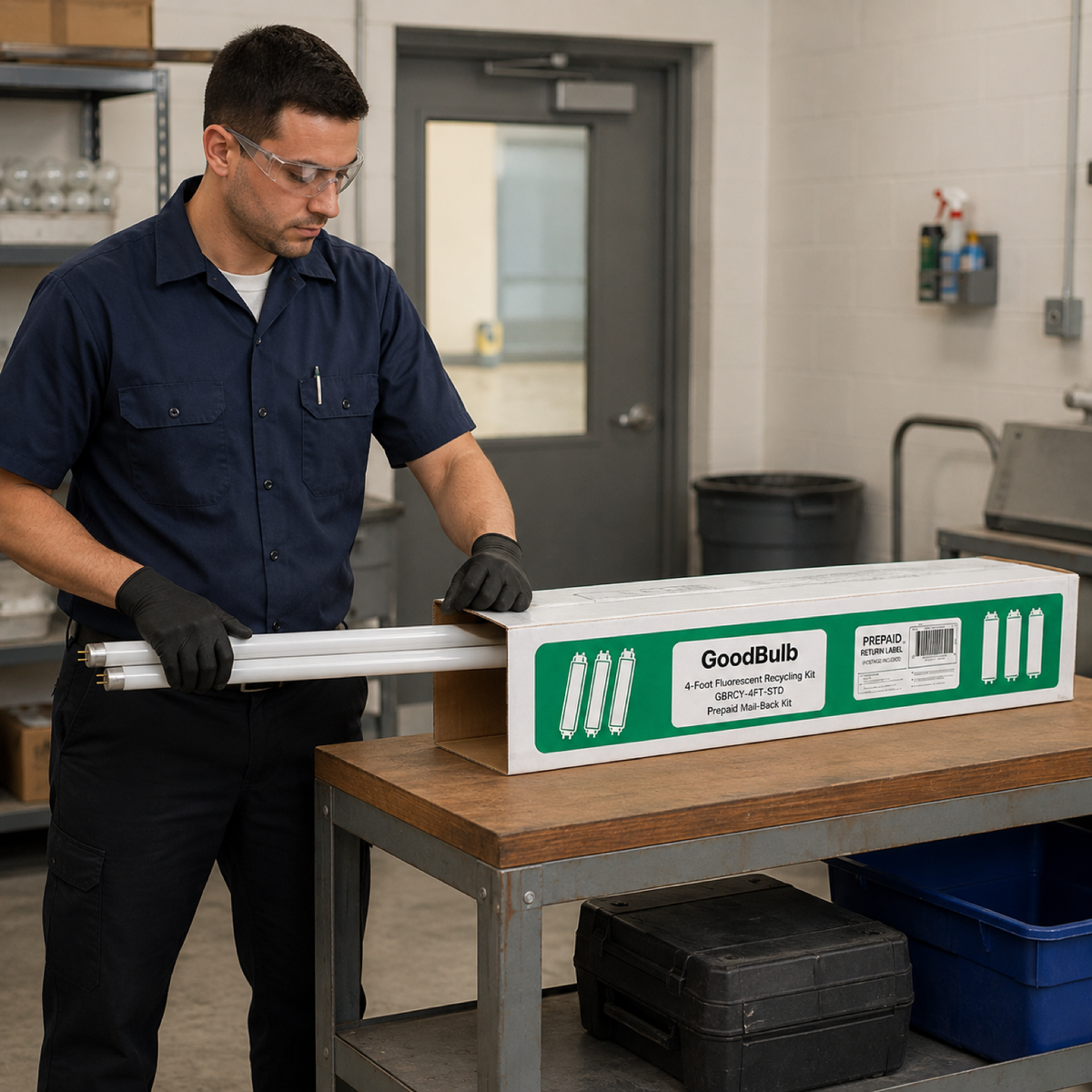 Compact Fluorescent Kit 5-Gallon prepaid mail-back recycling kit, cfl · compact fluorescent · bulk, certificate of recycling
