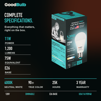 GoodBulb Cool White 4000K A19 LED bulb, made in USA, Fargo North Dakota