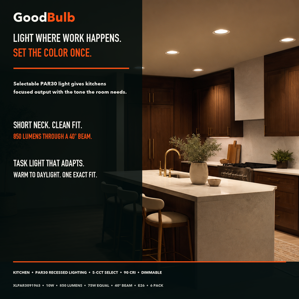 PAR30 Short Neck LED Bulb, Selectable Color, 75W Equal