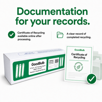 4-Foot LED Kit Standard prepaid mail-back recycling kit, led tubes · 4-foot & shorter · non-hazardous, certificate of recycling