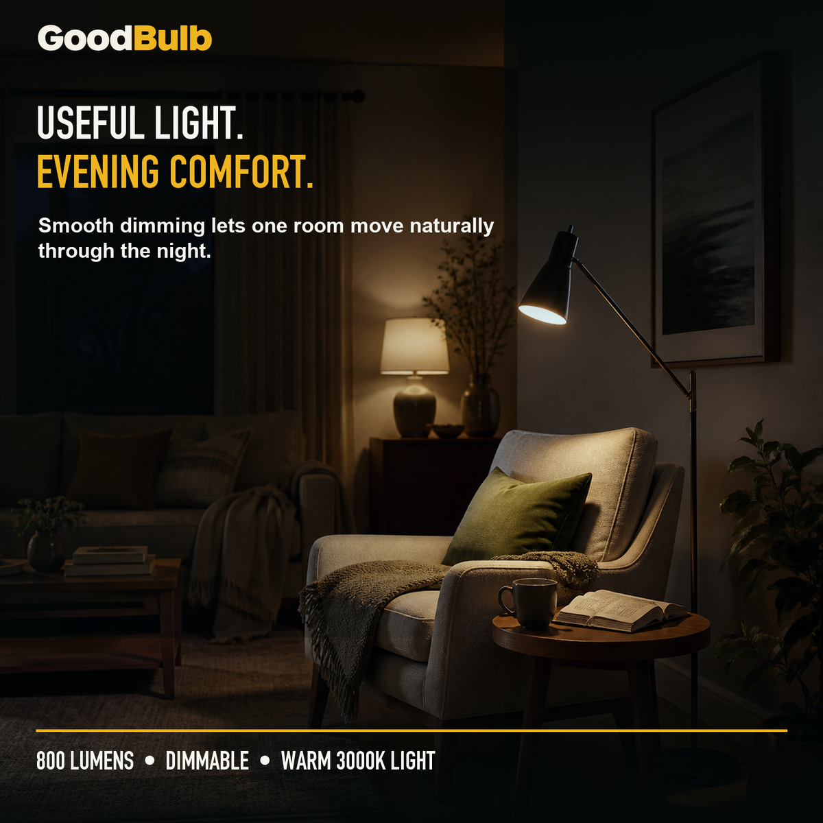 GoodBulb Warm White 3000K A19 LED bulb, made in USA, Fargo North Dakota