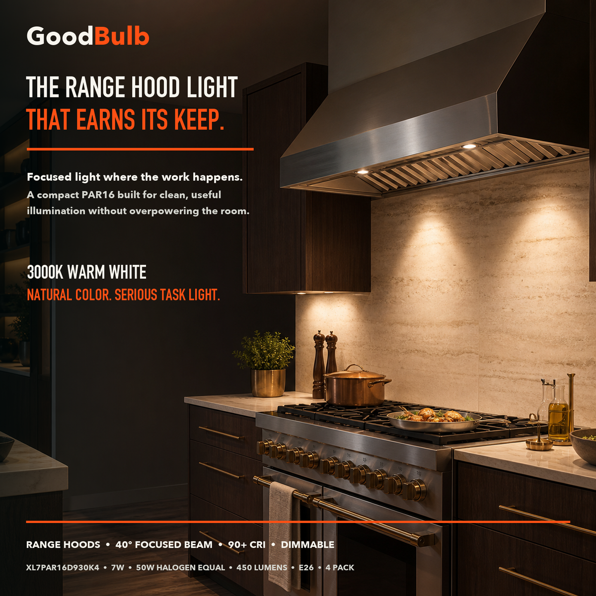 PAR16 3000K Warm White LED PAR bulb, PAR16, 3000K Warm White, 90+ CRI, halogen replacement flood/spot
