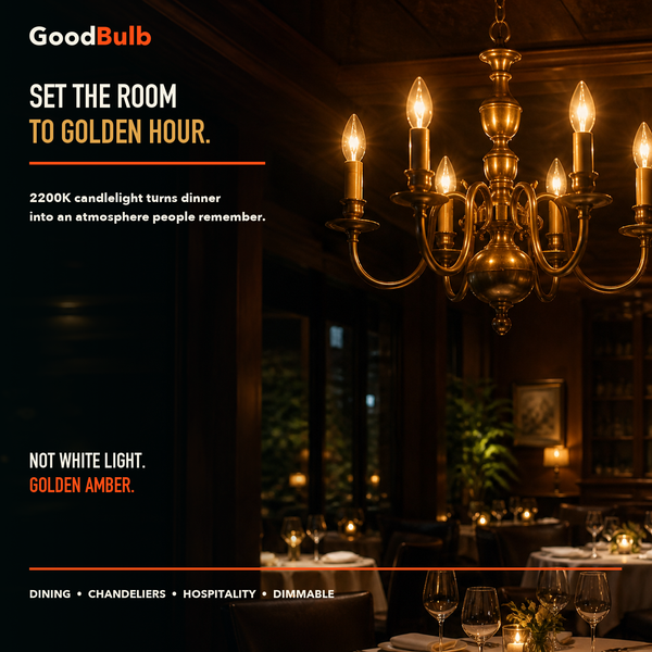B11 LED Filament Chandelier Bulb, E12 Candelabra, Amber