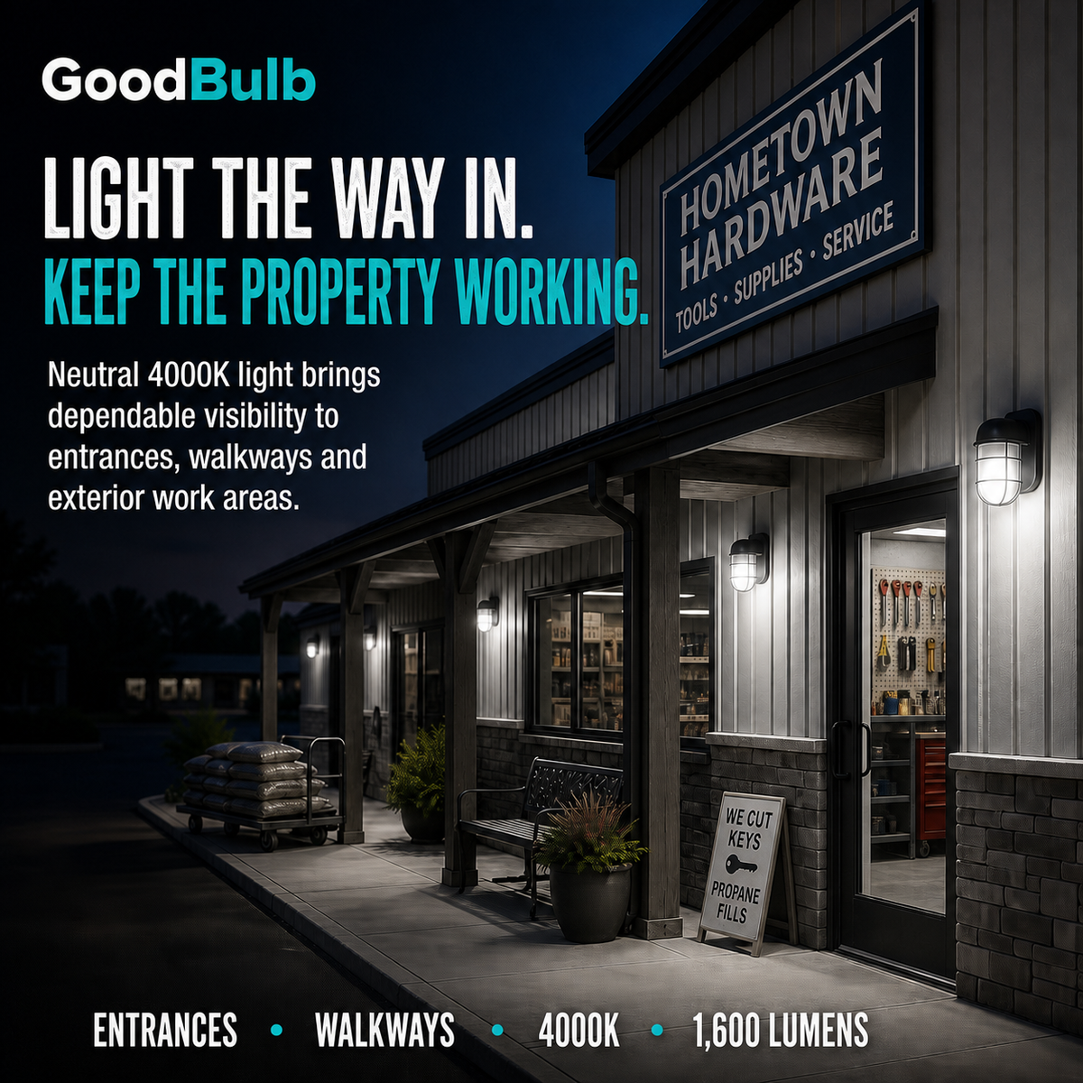 GoodBulb Cool White 4000K A19 LED bulb, made in USA, Fargo North Dakota