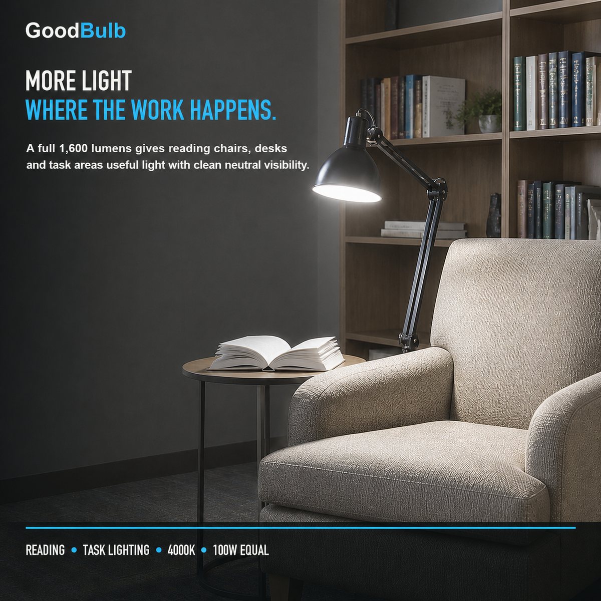 GoodBulb Cool White 4000K A19 LED bulb, made in USA, Fargo North Dakota