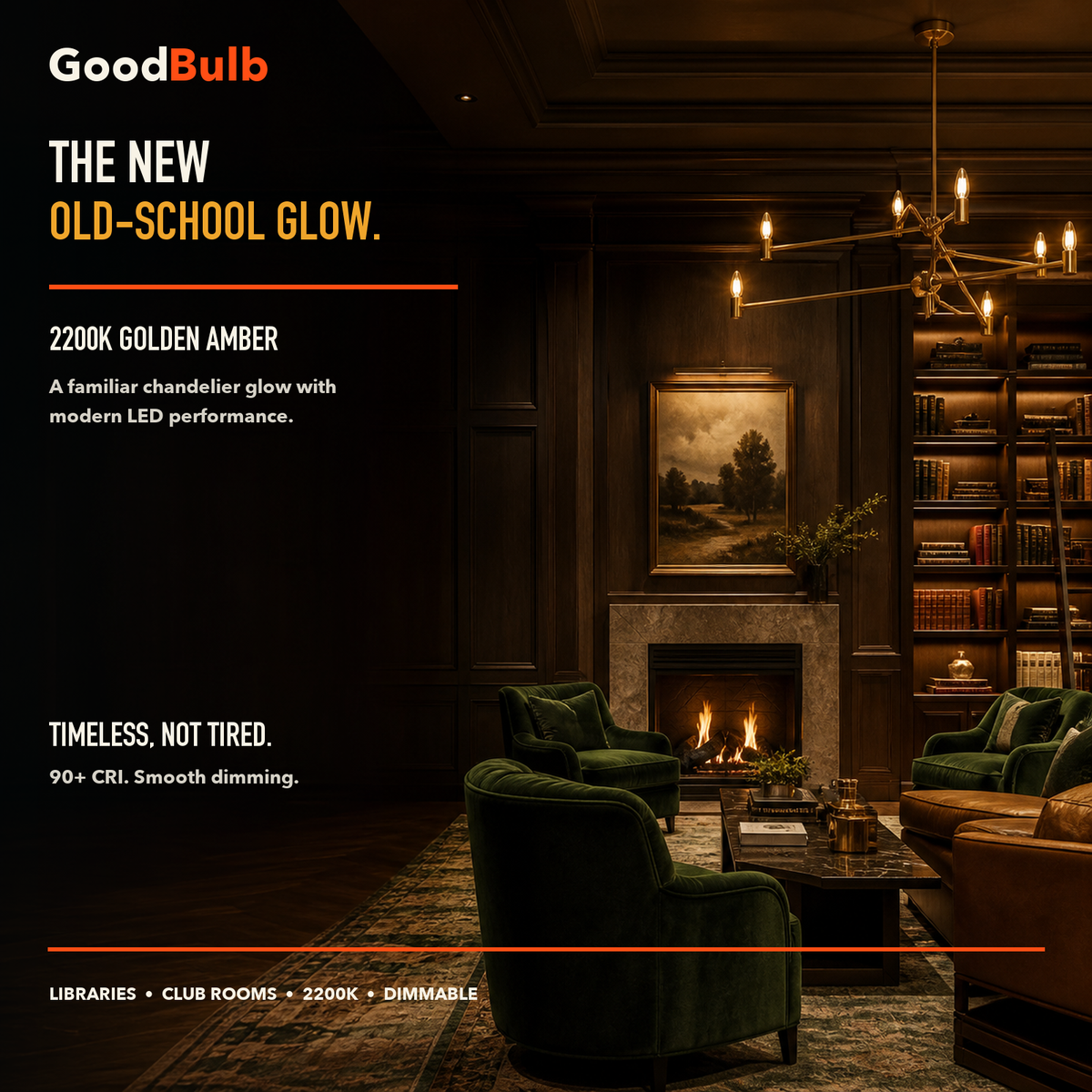B11 Torpedo E26 Medium, Amber LED filament bulb, amber glass, E26 Medium, dimmable vintage Edison style, 90 CRI