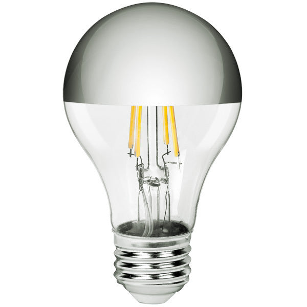 GoodBulb 5W LED A19 2700K Filament Half Mirror Bulb – Warm White Dimmable E26 120V Decorative LED Lamp