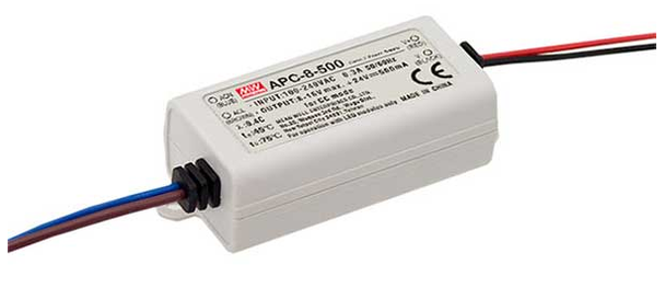 APV-8-24 Constant Voltage LED Power Supply – 8W, 24V DC Output, 120–277V Input, 340mA Max, TRIAC Dimmable, Class 2, Dry/Damp Rated