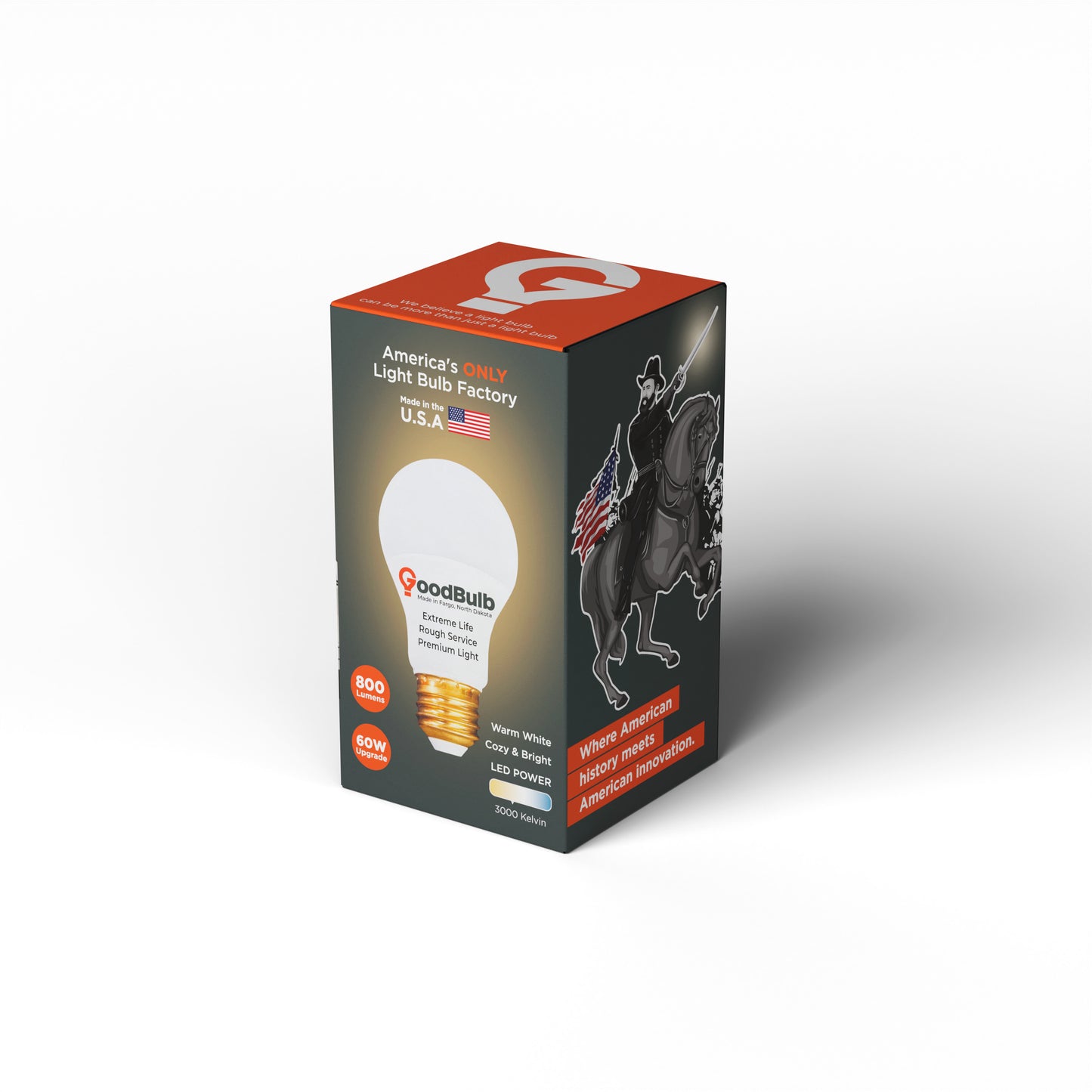 America's Only LED A19 3000K Light Bulb - Dimmable, 60 Watt Replacement<br>Soft Inviting Light, True-to-Life Color, Built to Last - Made in the USA