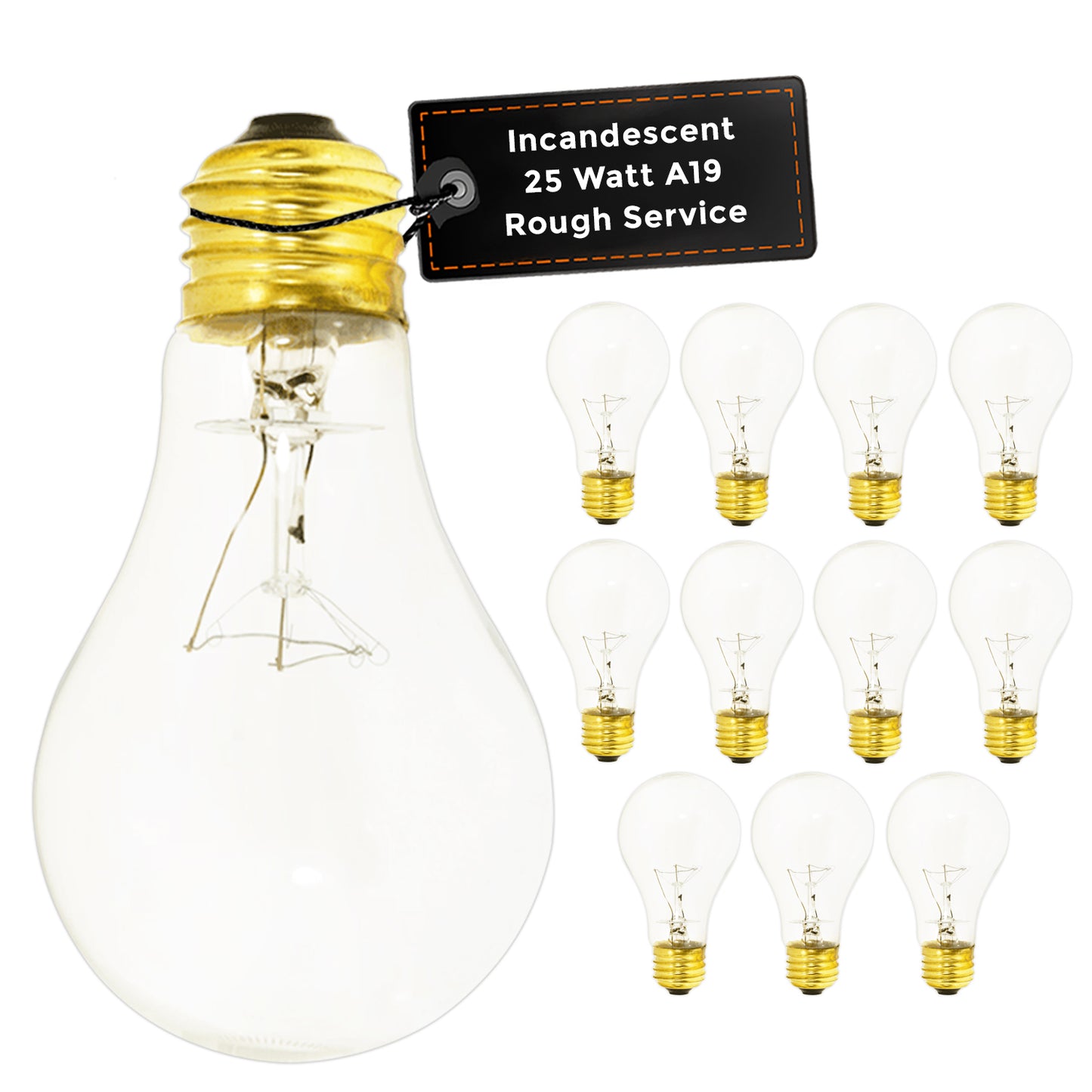 25A19/130V-E26-CL Classic A19 Incandescent Light Bulb – 25W Clear Glass Medium E26 Base