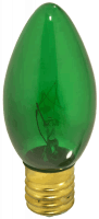 7C9 Green 7W 130V C9 Incandescent Lamp – Transparent Finish, E17 Base, Bulk Pack of 25