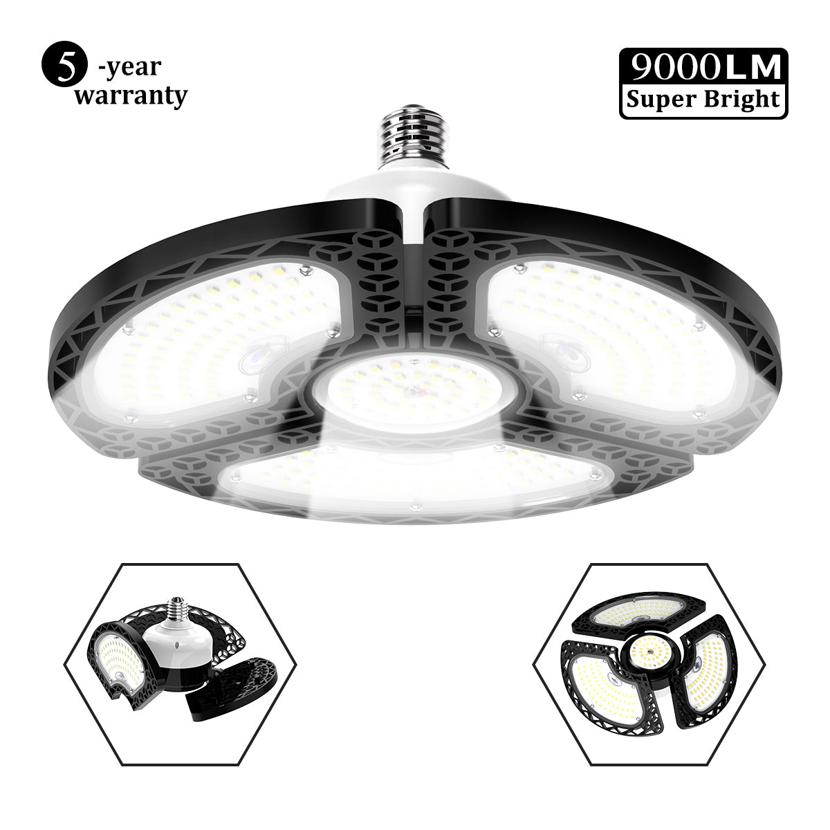 750w EQUIVALENT - 60 WATT NON-DIMMABLE LED Deformable - 84 CRI - PLATINUM PURE WHITE - 8400 LUMENS - 6000 KELVIN - ROUGH SERVICE - 50,000 HOURS & 5 YEAR