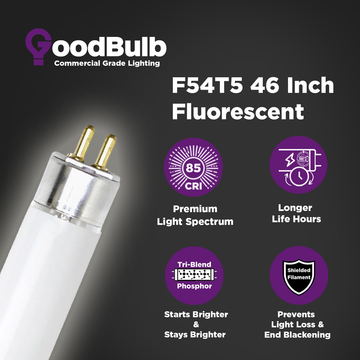 F54T5/865 - 54 Watt 46 Inch T8 Fluorescent Light Bulb - 6500K Full Spectrum - 4950 Lumens - 36,000 Hours