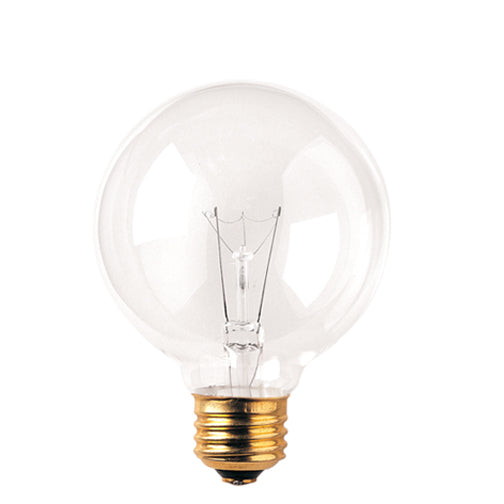 25W 120V G25 Clear Globe Incandescent Bulb – E26 Medium Base, 2700K Warm White Decorative Round Glass Lamp, Dimmable 150 Lumens, 3,000 Hour Life for Vanity Fixtures, Bathroom Lighting, Sconces, and Specialty Applications