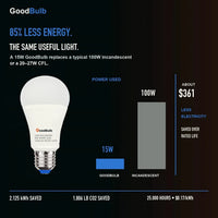Made in America | 100W Equal | 1600 Lumens | LED A19 DAYLIGHT 5000K Bright, True Daylight