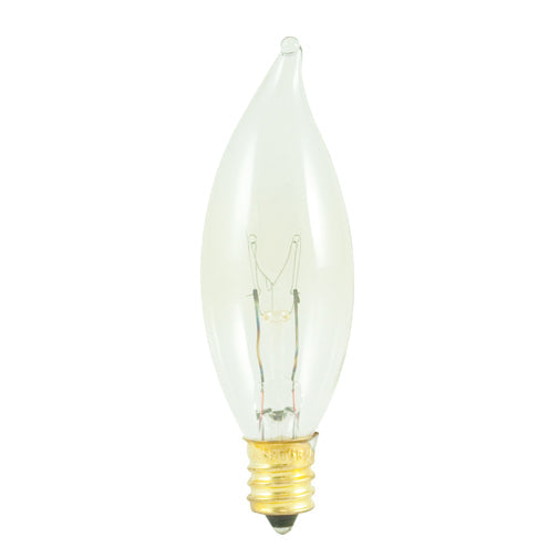 25W CA8 Clear Incandescent Candelabra Bulb – 2700K Warm White, E12 Base, 120V, Dimmable, 1500-Hour Life, 100 CRI