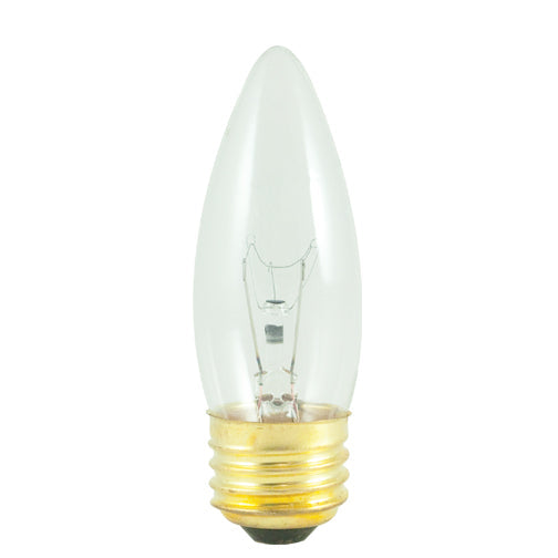 40W B10 Incandescent Bulb – E26 Medium Base, 2700K Clear, 300 Lumens, Dimmable, 120V, 2,000 Hr Life